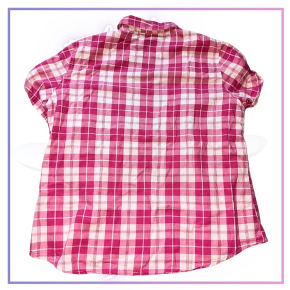 Women's White & Cherry Red Short Sleeve Shirt Size XL - Picture 5 of 13